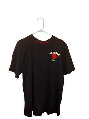 Rebellious Culture Blessed Rose Graphic Black Men’s T-Shirt L